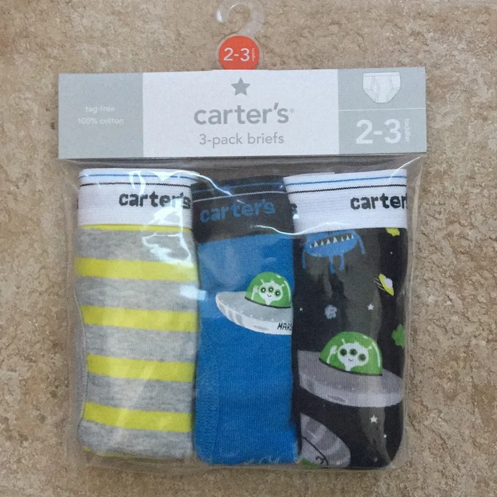 Carter's Boys 3-pack Briefs Underwear Space Aliens